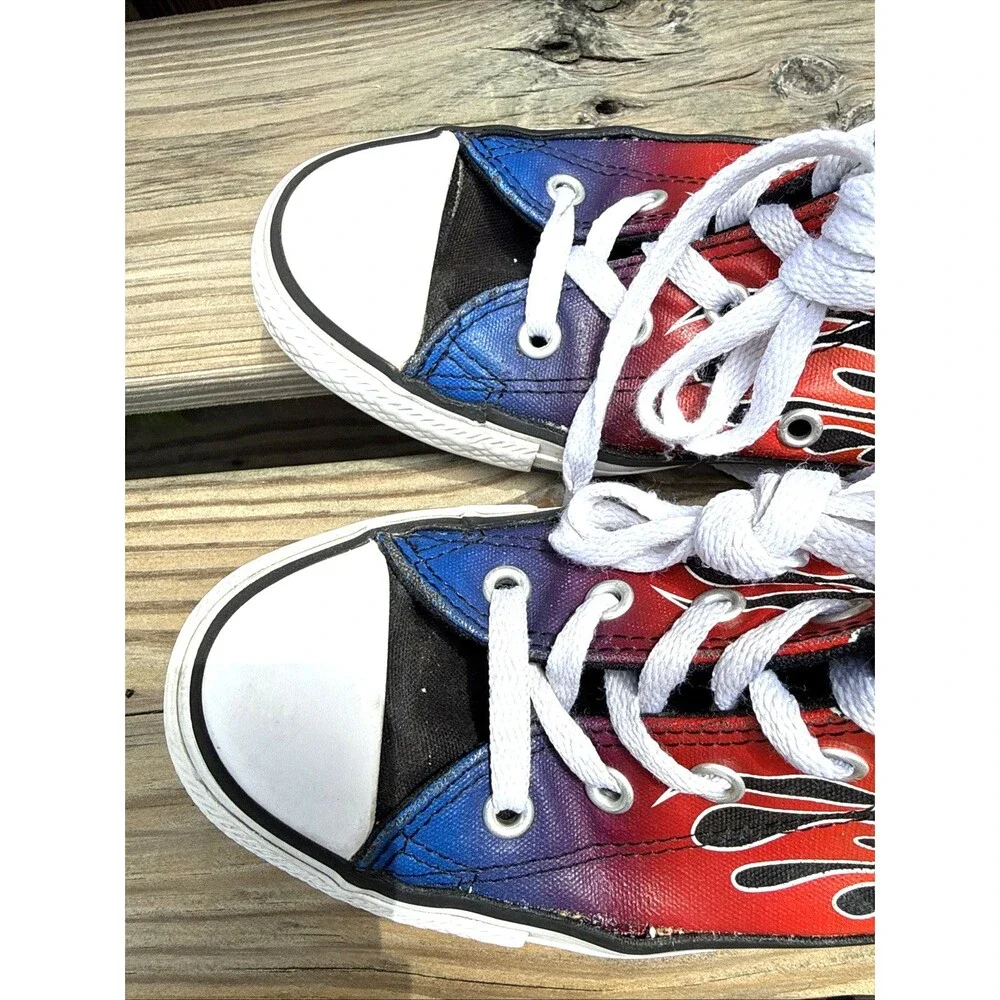 Converse Chuck Taylor All Star Cars Flames High Top Sneakers Kids 4.5 Womens 6.5